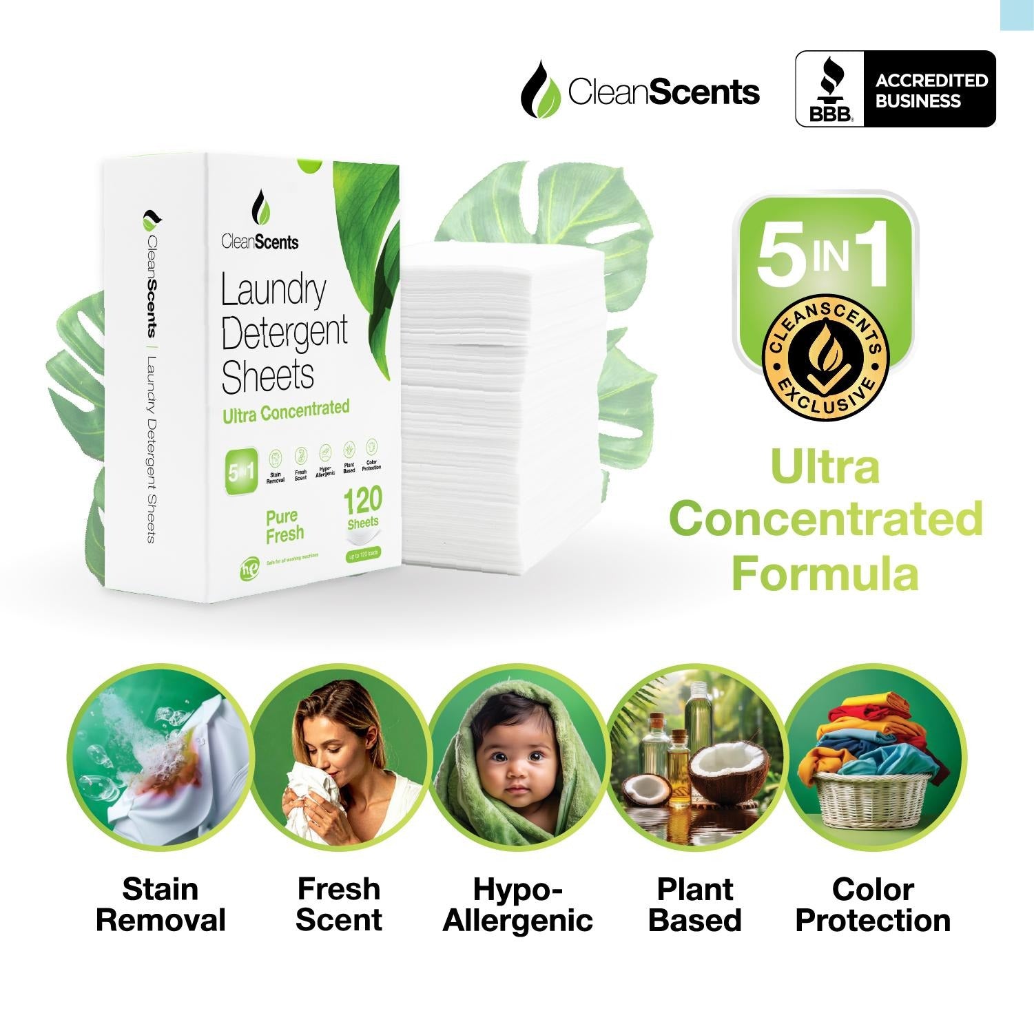 5in1 Pure Fresh Laundry Detergent Sheets